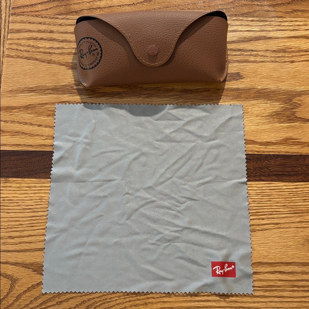 Ray-Ban Tan Sunglasses Case with Gray Cloth